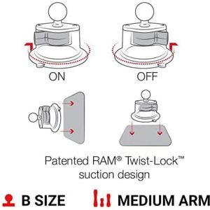 Best Ram Mount Twist universal X-GRIP suction closure mount Cell Phone Holder, Black (1Set)
